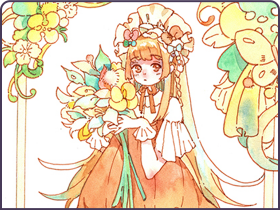 姬发捧花洋服少女立绘