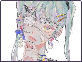 眼罩、ok绷元素少女绘制